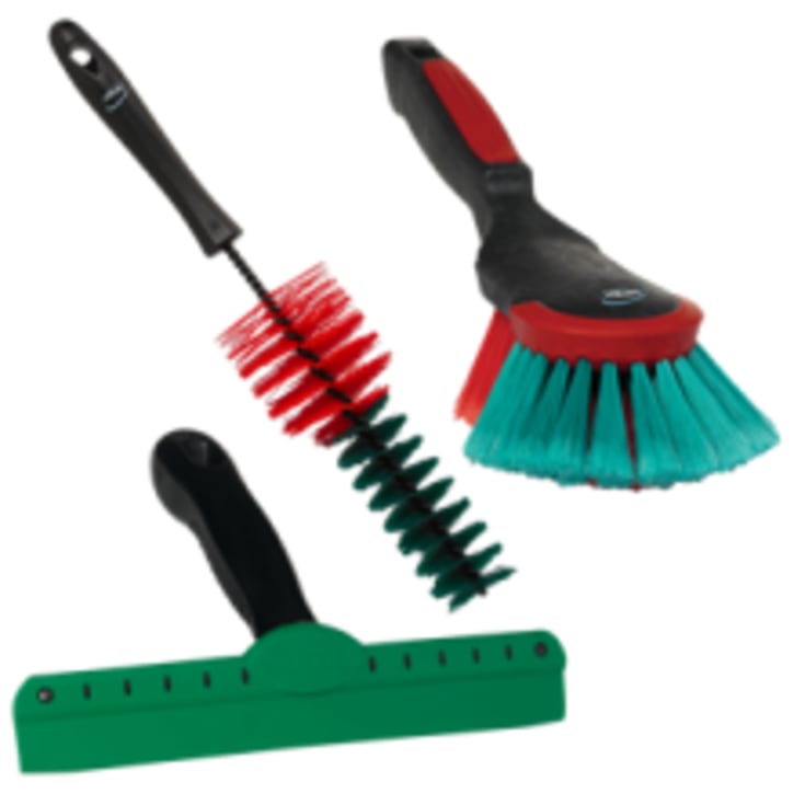 Vikan transport autobørste kit med 2 børster og en Wipe-N-Shine