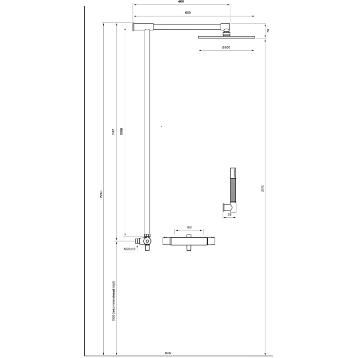 Tapwell TVM300-160 duschset, nickel