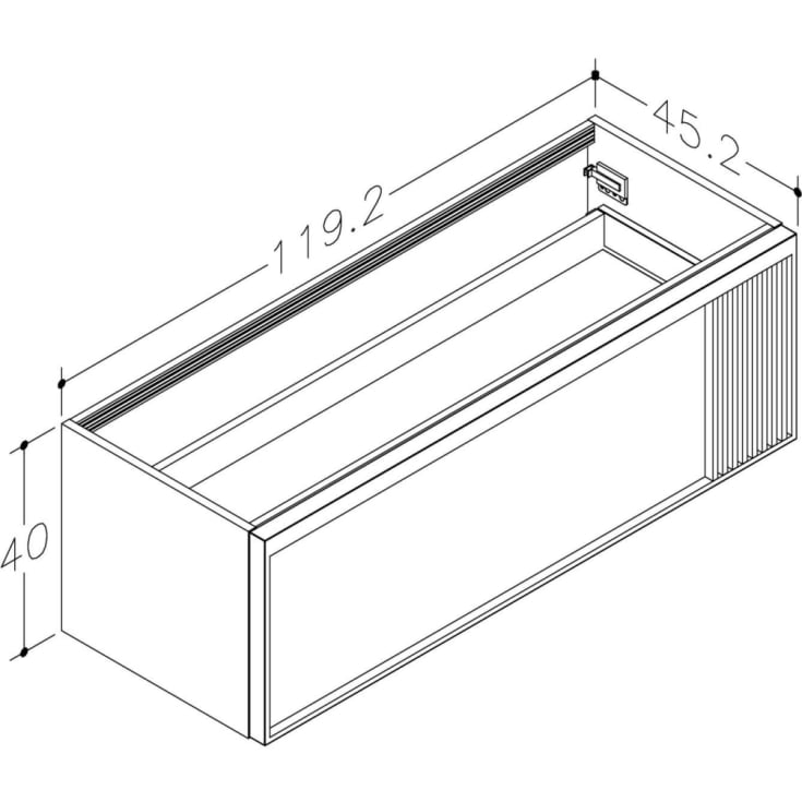 Korsbakken Sole underskap, med 1 skuff, soft-close, 119,2x45,2 cm, mørk grå eik