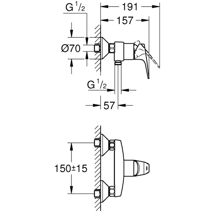 Grohe Start Flow brusearmatur, krom