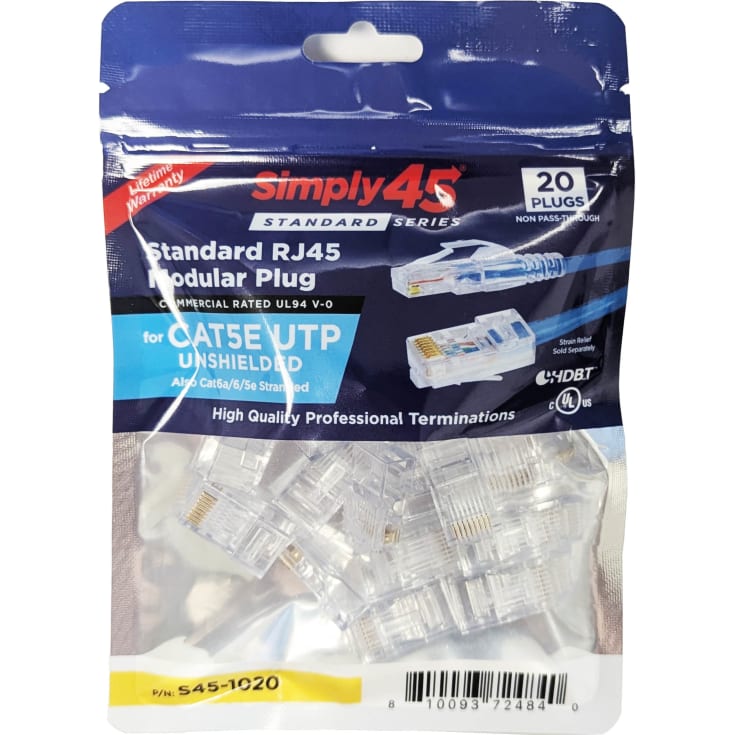 Simply45 Cat.5e standard RJ45 blå, S45-1020, 20-pack