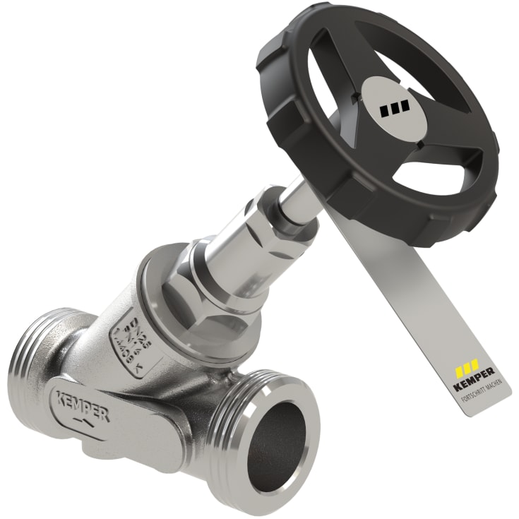 NIRO Skråsædeventil Rustfri DN15 Udv. gevind (Til 3/4" oml.)