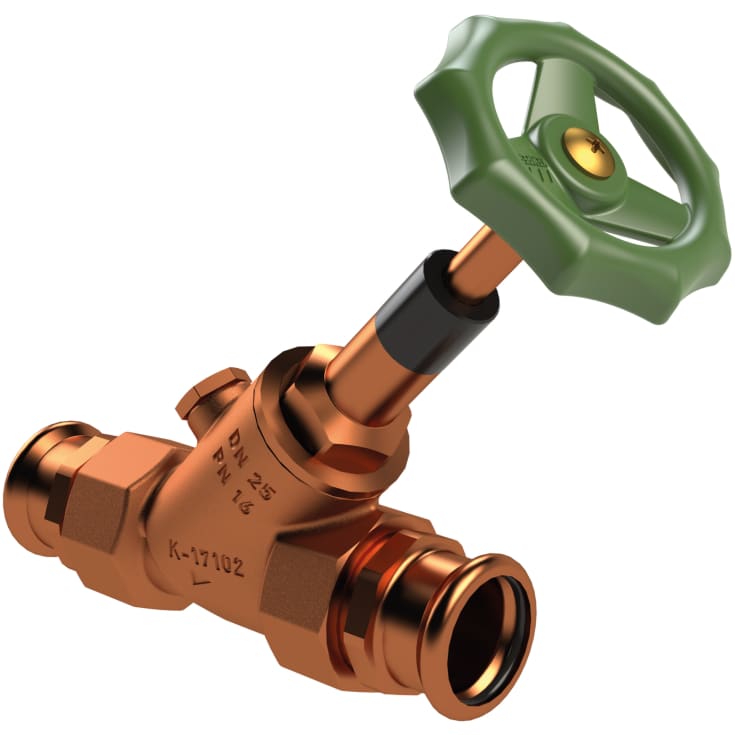 ECO Skråsædeventil Blyfri rødgods M-press 22 mm.