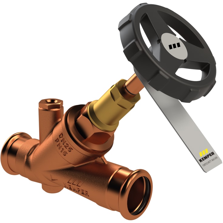 WESER Skråsædeventil Blyfri rødgods M-press 28 mm.