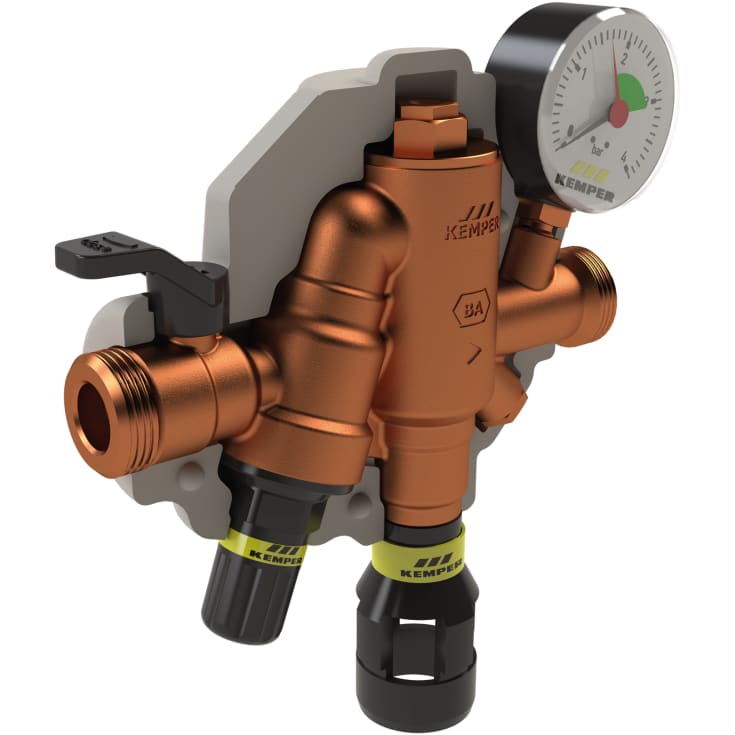 Vandpåfyldningsunit med TBS BA Rødgods DN20 (til 1" omløber)