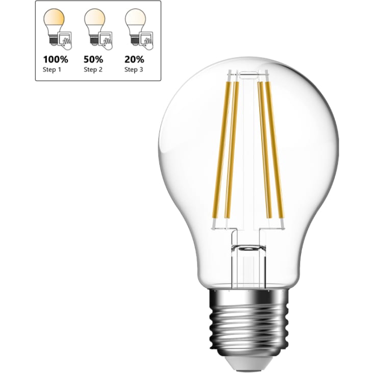 Nordlux E27 standardpære, 3-trins dæmp, 2700K, 4,9W