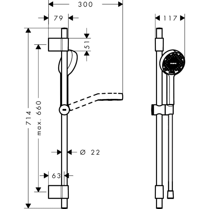 Hansgrohe Activera Select S dusjset, vannbesparende, matt sort