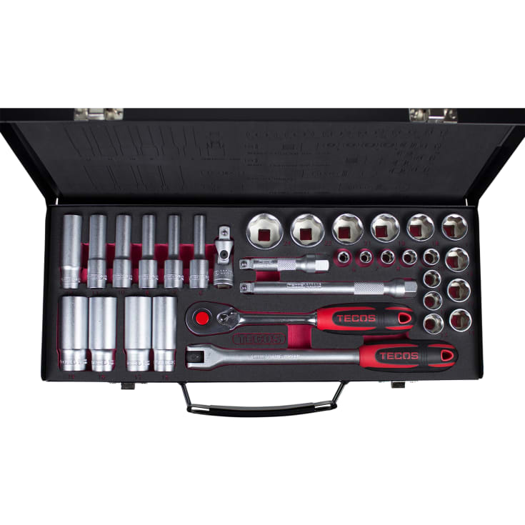 Tecos topnøglesæt T-1039M, 3/8", 6-24 mm, 32 dele