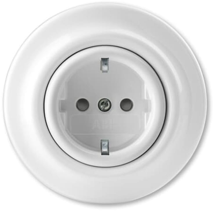 Decento Schuko stikkontakt, glans hvid, 16A 250V 6620K-C07459