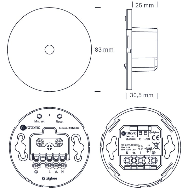 Lampeudtag med Zigbee dimmer
