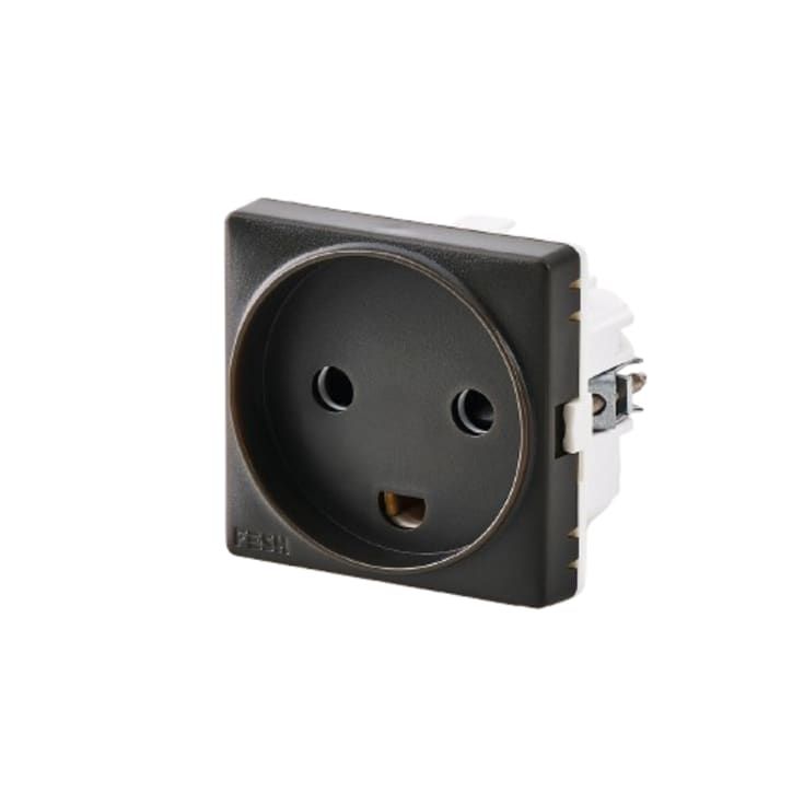 Fesh Curveline stikkontakt med jord, 1 modul, grå