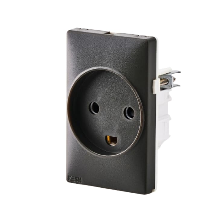 Fesh Curveline stikkontakt med jord, 1,5 modul, grå