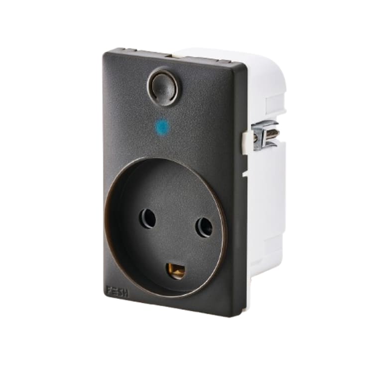 Fesh Curveline Smart stikkontakt med jord, 1,5 modul, grå
