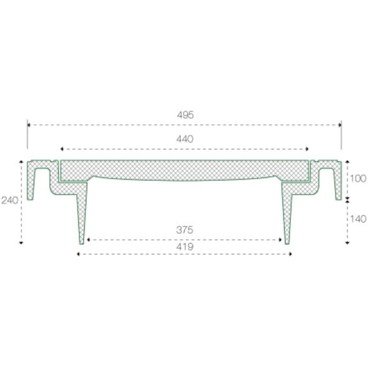 NID 425 mm karm/dæksel u/lås, firkantet, fast, 12,5 t, komposit