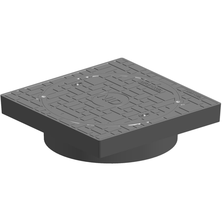 NID 600 mm karm/dæksel m/lås, firkantet, fast, 12,5 t, komposit