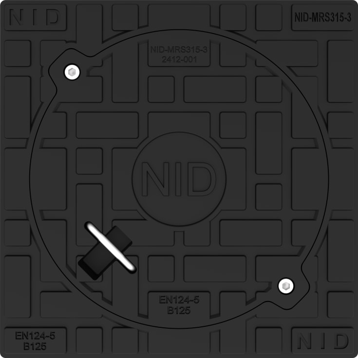 NID 315 karm/dæksel m/lås, firkant, fast, 12,5 t, komposit