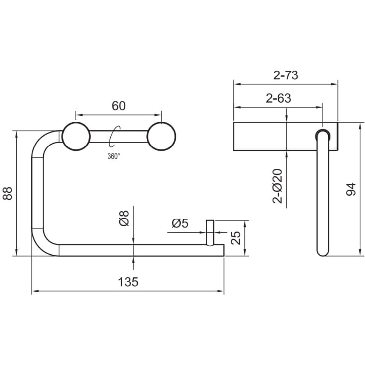 Scandtap Style toiletrulleholder, sort