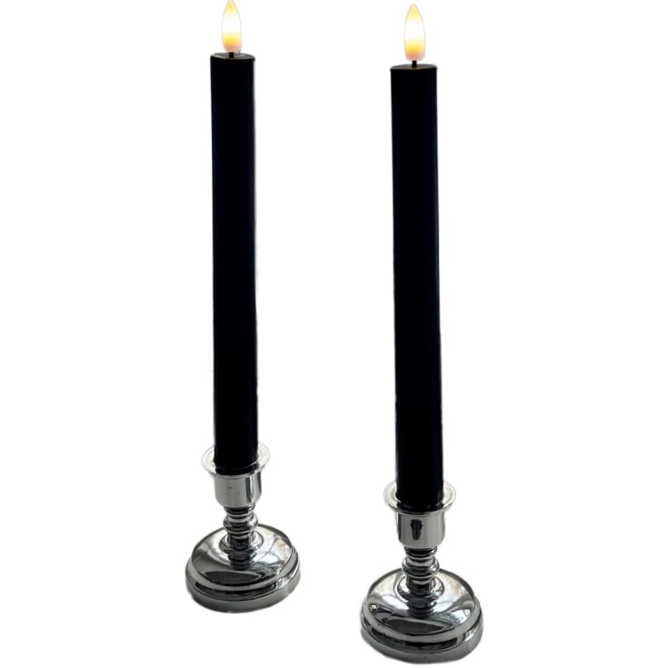Led Kronelys i voks.   2 stk. sorte. IP20. Med 6/18 Timer.