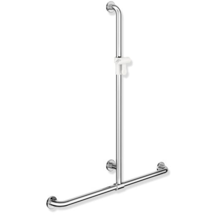 Hewi 801 T støttegreb/brusestang, 96,2x110 cm, krom/hvid