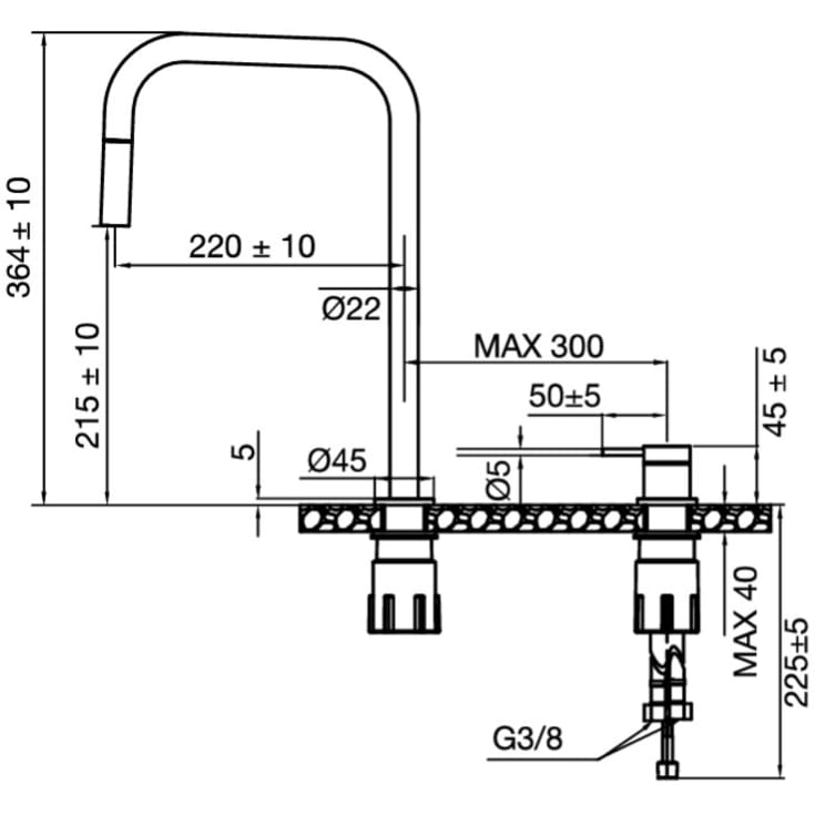 Scandtap Harmonized K2P Square køkkenarmatur, børstet messing