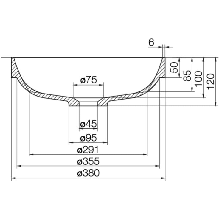 Scandtap Solid R4 håndvask, Ø38 cm, mat hvid