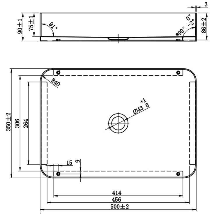 Scandtap Rare S håndvask, 50x35 cm, mat antracit