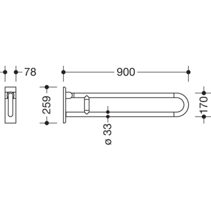 Hewi Serie 801 armstøtte, 90 cm, hvid
