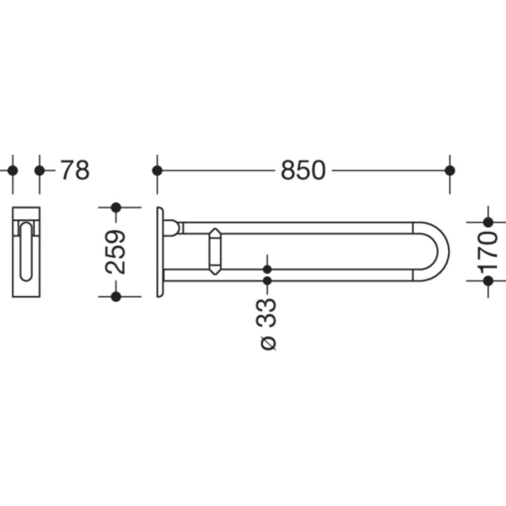 Hewi Serie 801 armstøtte, 85cm, råhvid