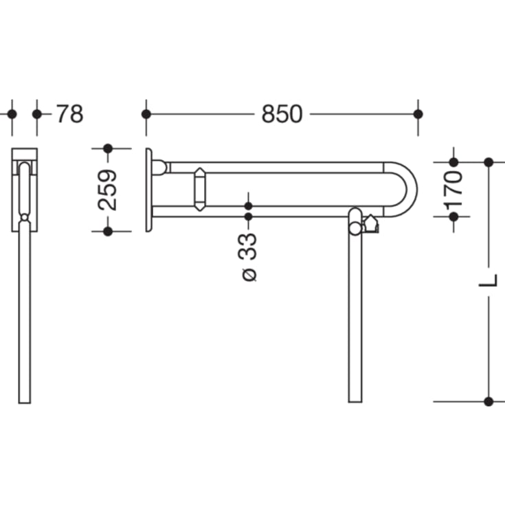 Hewi Serie 801 armstöd, 85 cm, vit