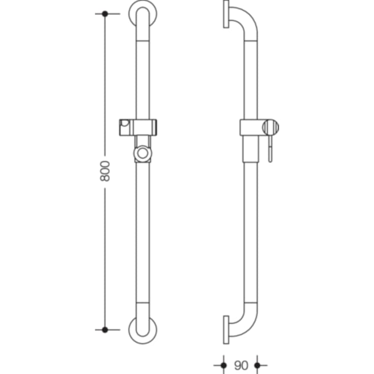 Hewi 477 støttegreb/brusestang, 80 cm, mat hvid