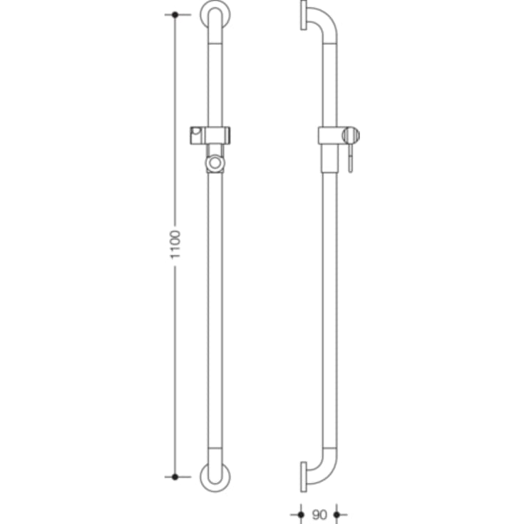 Hewi 477 støttehåndtak/dusjstang, 110 cm, matt hvit