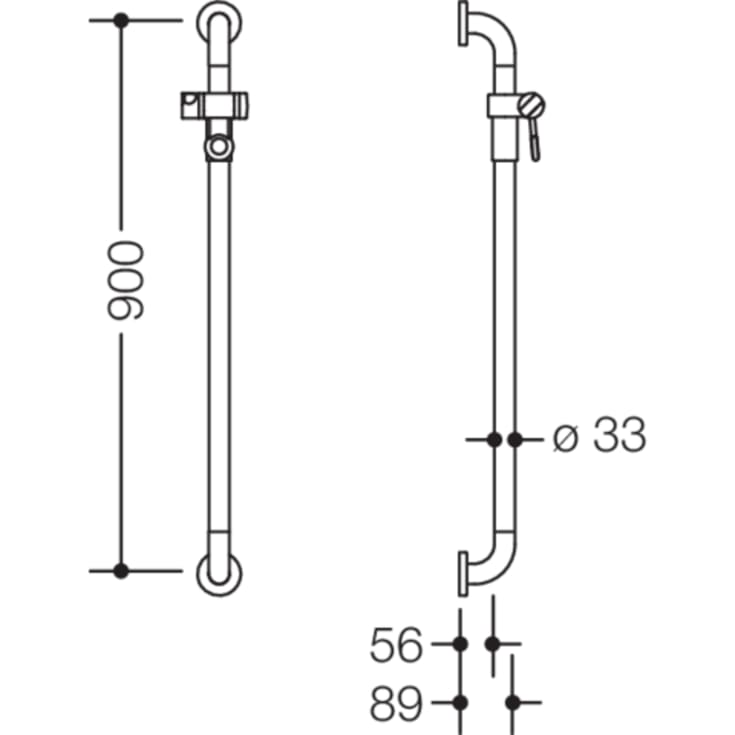 Hewi 801 stödhandtag/duschstång, 90 cm, matt antracit