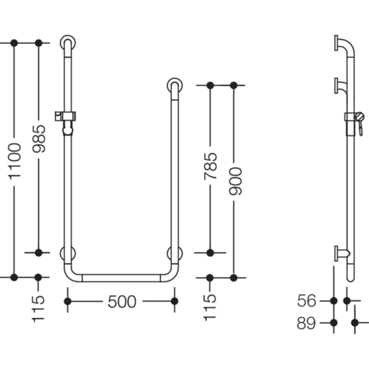 Hewi 801 U støttegreb/brusestang, hvid