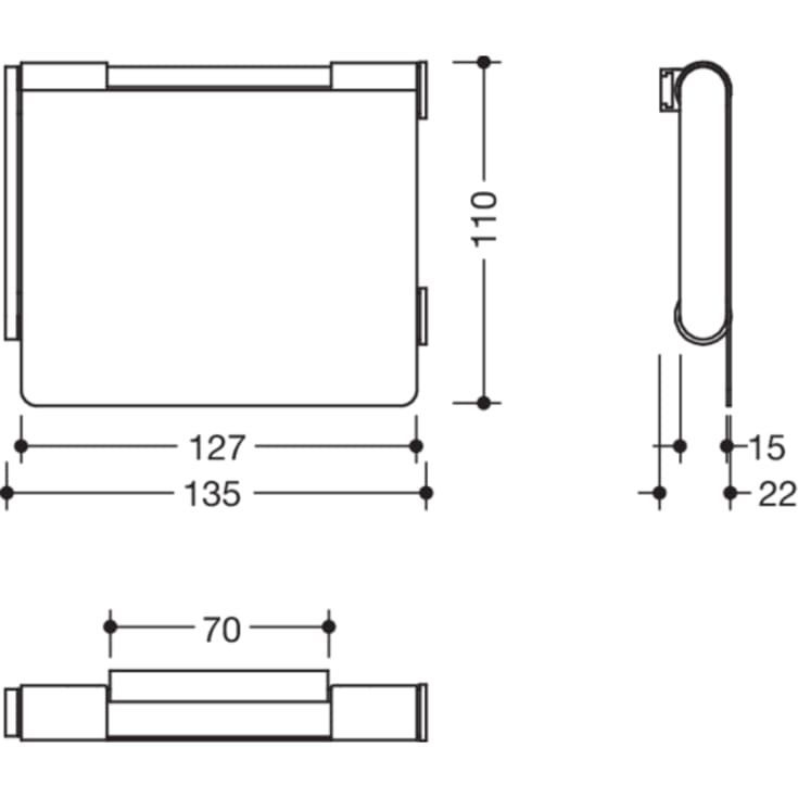 Hewi toiletrulleholder, børstet stål