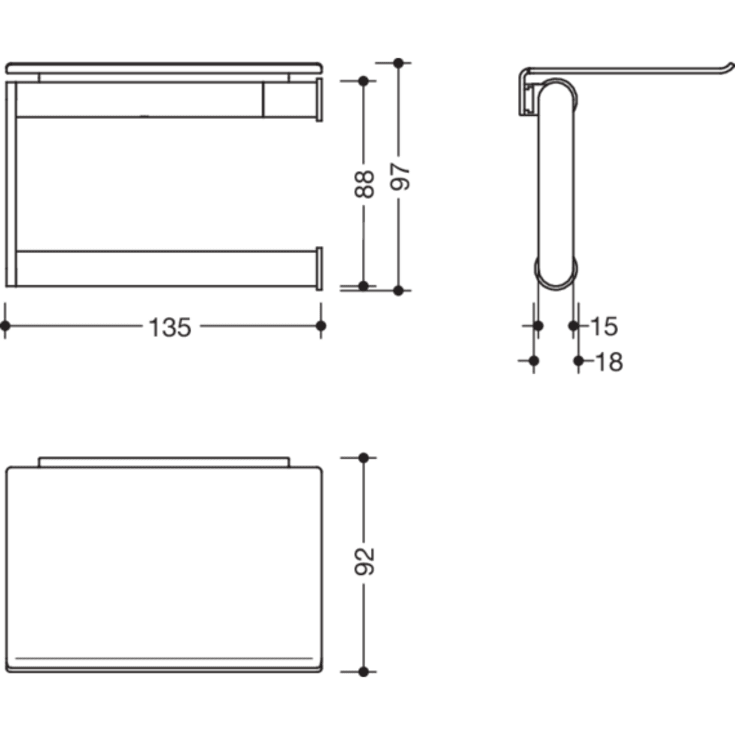 Hewi toiletrulleholder, børstet stål