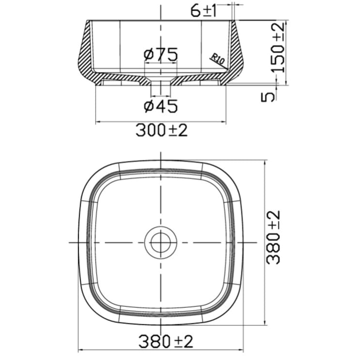 Scandtap Solid S3 håndvask, 38x38 cm, mat hvid
