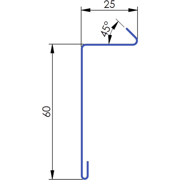 10 stk Løskant på 60x25x1000mm. Svekket for montering.