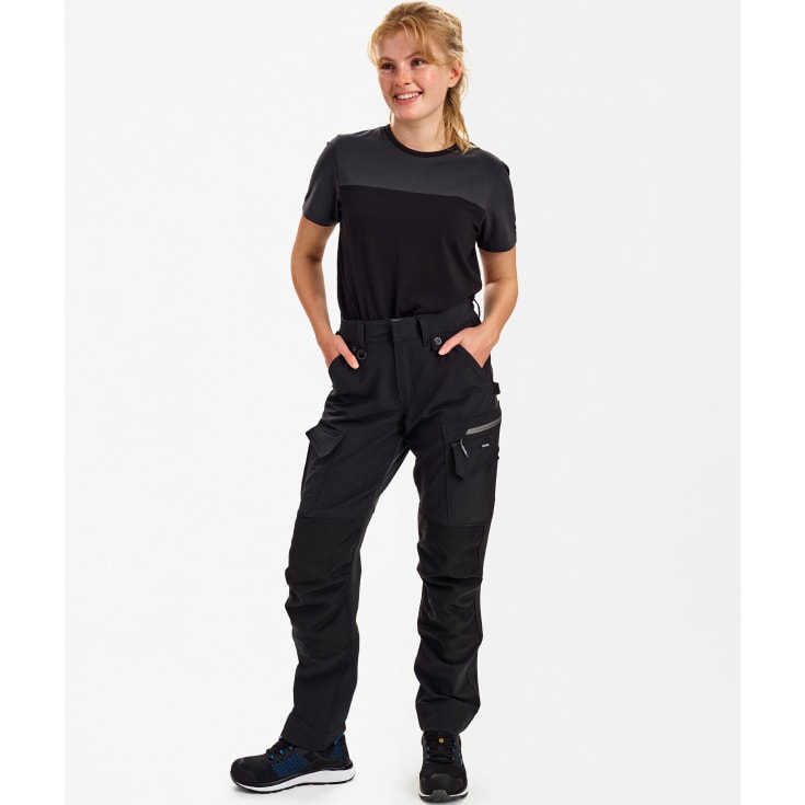 Engel Entire dame arbejdsbukser full stretch, Black/Anthracite Grey, 40