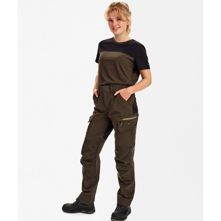 Engel Entire dame arbejdsbukser full stretch, Forest Green/Black, 34