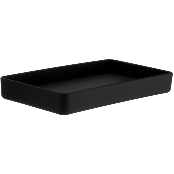 Beslagsboden Satin Square sæbeskål, sort