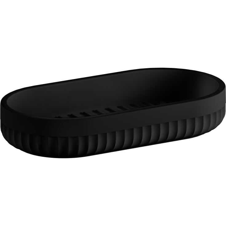 Beslagsboden Satin Square sæbeskål, sort