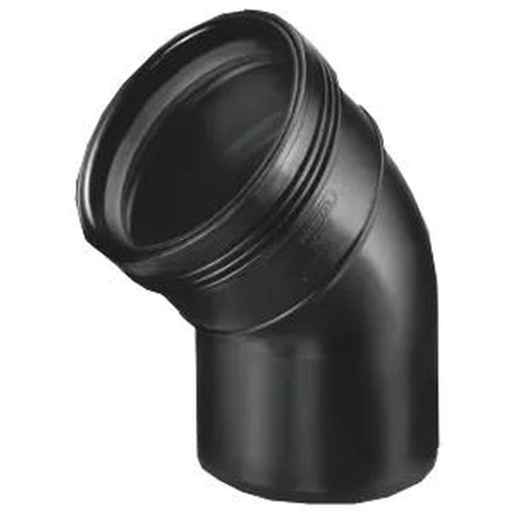 Wavin Wafix 110x45° PP bend, sort