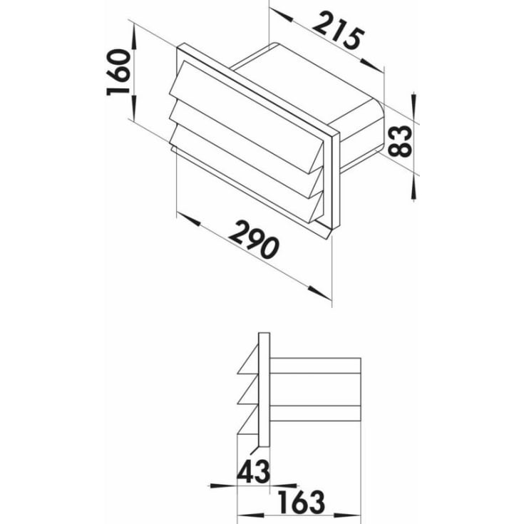 Thermex utvendig rist, 29x16,3 cm, rustfritt stål