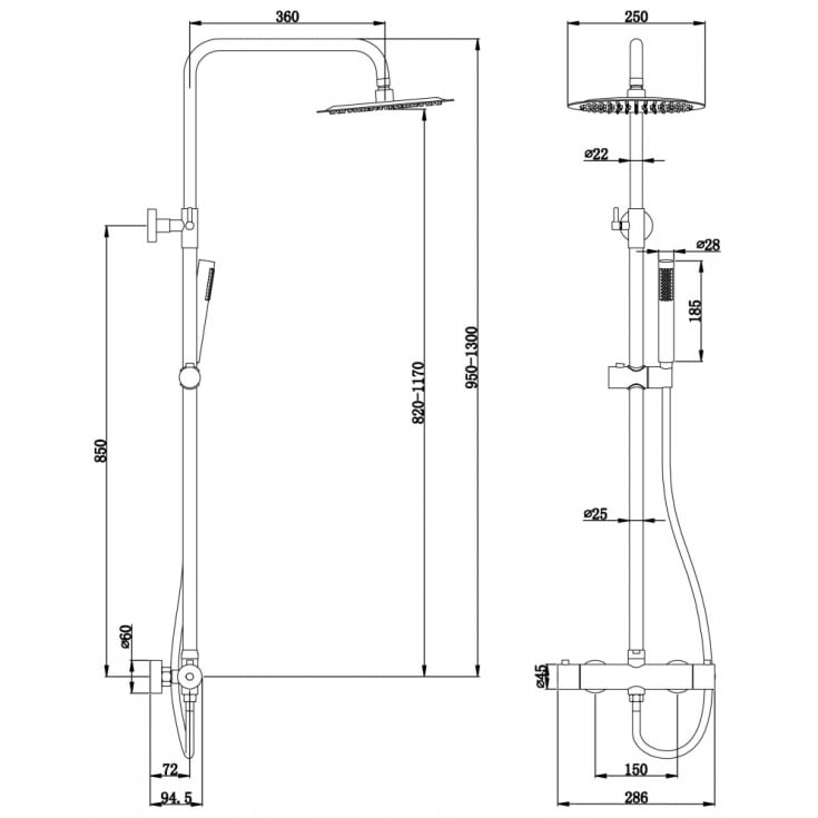 Lavabo Studio brusesæt, børstet rustfrit stål