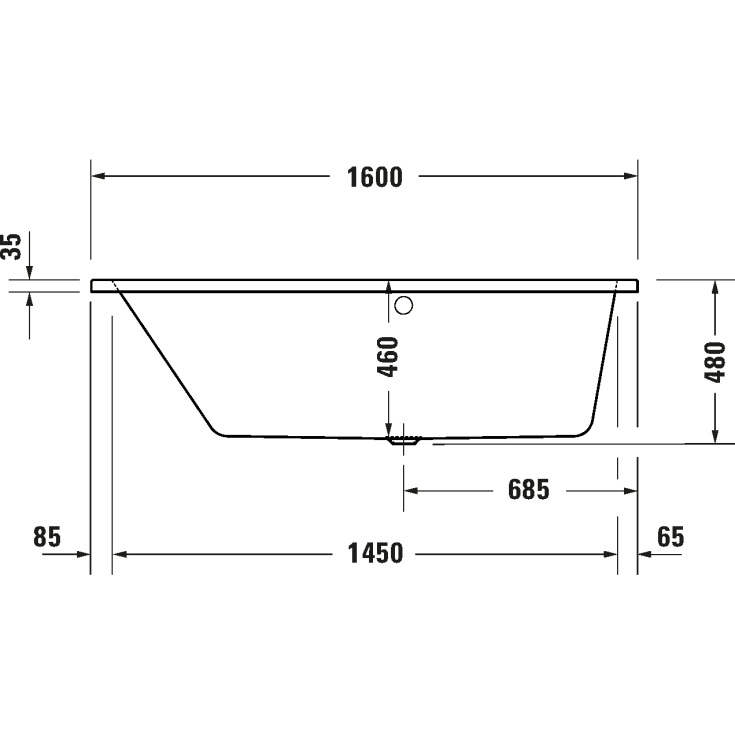 Duravit No.1 badekar for innbygging, 160x85 cm, hvit