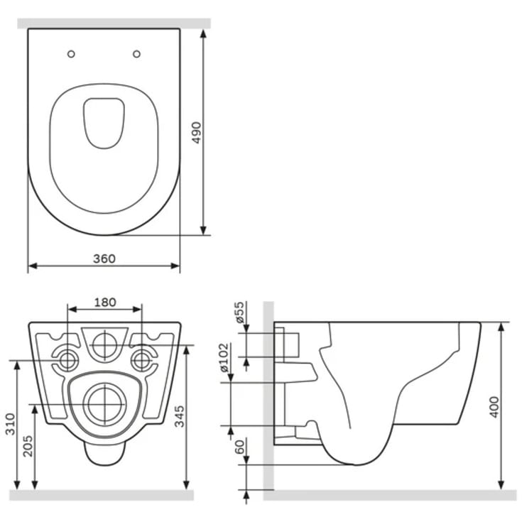 AM.PM Func FlashClean vegghengt toalett, uten spylekant, matt sort