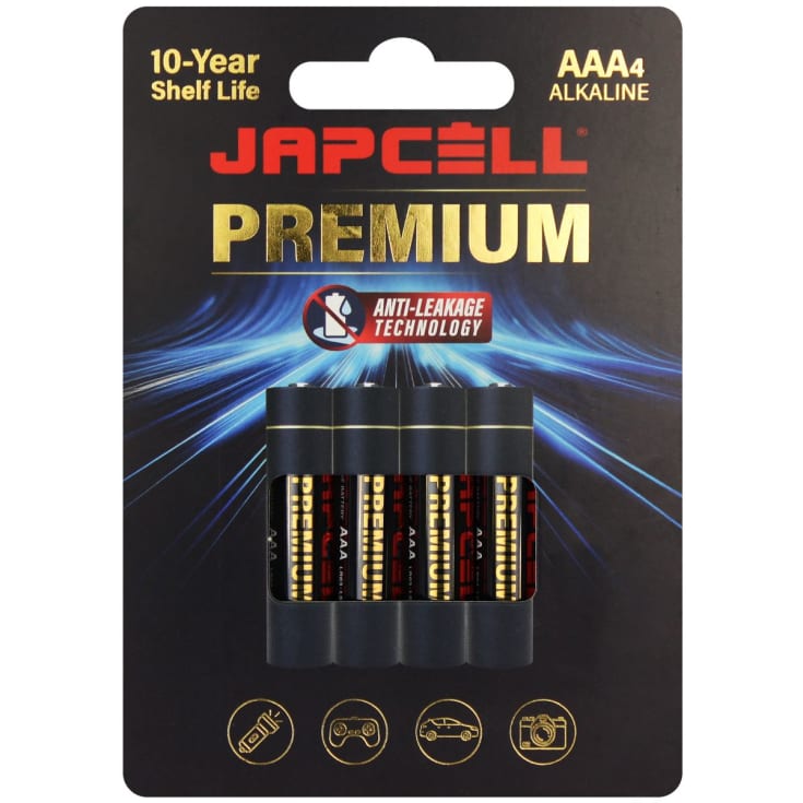 Japcell Premium alkaline AAA/LR03 batteri, 4 stk.