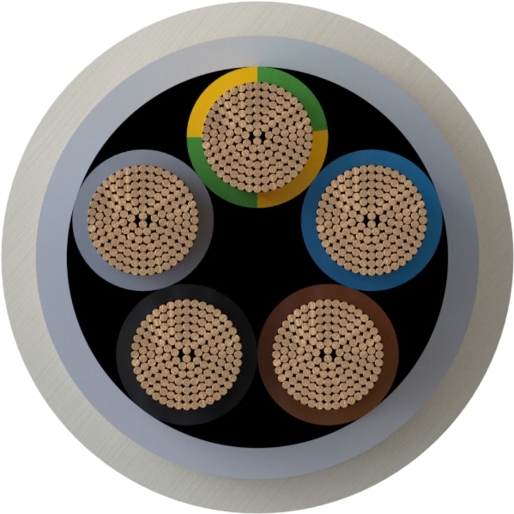 Kabel NOIKX Flex 90° 5G35 Eca, lysegrå T1000