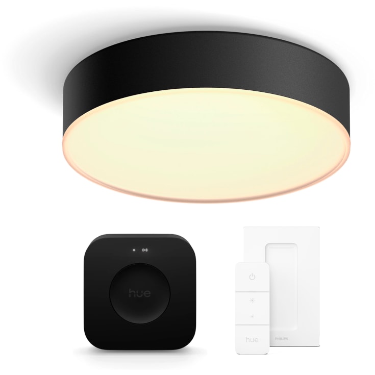 Philips Hue Enrave plafond, sort, Ø26 cm