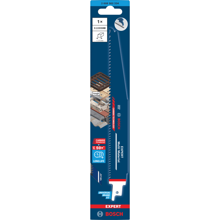 Bosch bajonettsagblad S1159XHM, 6–8 tpi, 225 mm, tre/metall